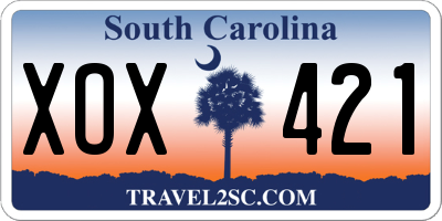 SC license plate XOX421