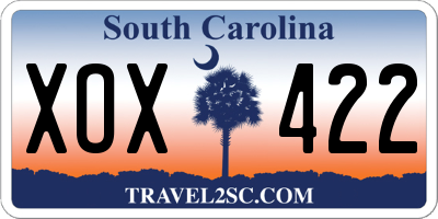 SC license plate XOX422