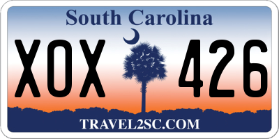SC license plate XOX426