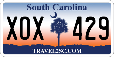 SC license plate XOX429