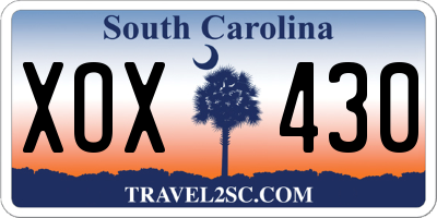 SC license plate XOX430