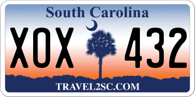 SC license plate XOX432