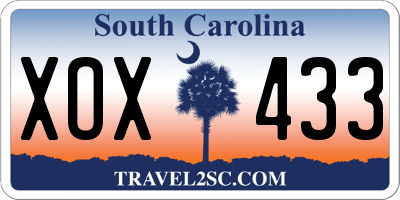SC license plate XOX433