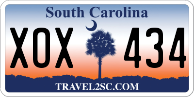 SC license plate XOX434