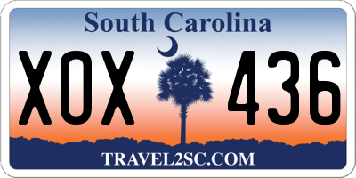 SC license plate XOX436