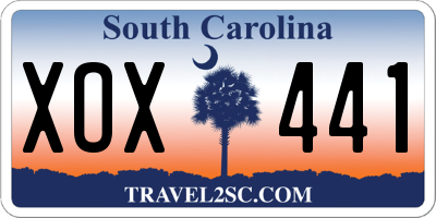 SC license plate XOX441
