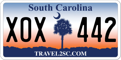 SC license plate XOX442
