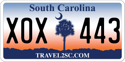 SC license plate XOX443