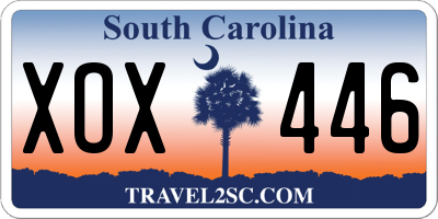 SC license plate XOX446