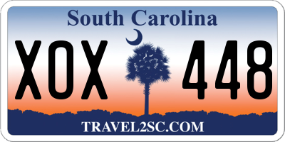 SC license plate XOX448