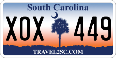 SC license plate XOX449