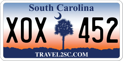 SC license plate XOX452