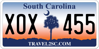 SC license plate XOX455