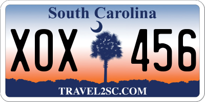 SC license plate XOX456