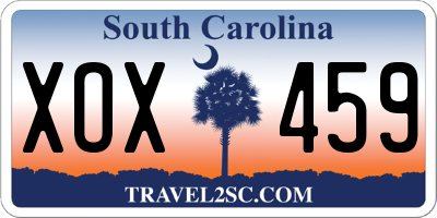 SC license plate XOX459