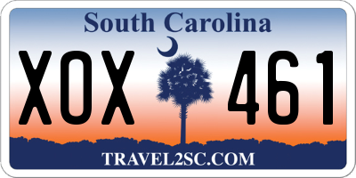 SC license plate XOX461