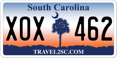 SC license plate XOX462