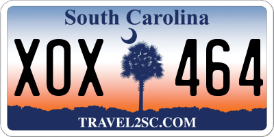 SC license plate XOX464