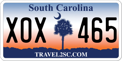 SC license plate XOX465