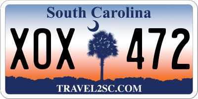 SC license plate XOX472