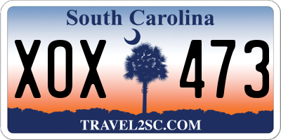 SC license plate XOX473