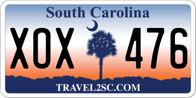 SC license plate XOX476