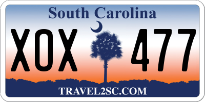 SC license plate XOX477