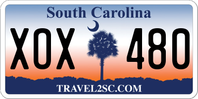 SC license plate XOX480
