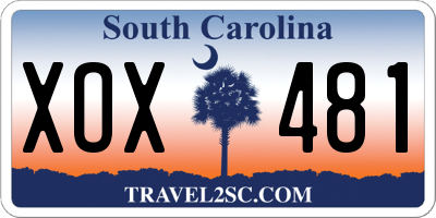 SC license plate XOX481