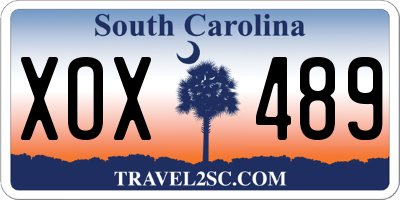 SC license plate XOX489