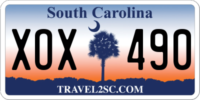 SC license plate XOX490