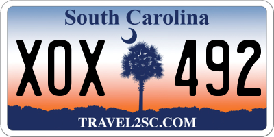 SC license plate XOX492