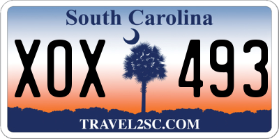 SC license plate XOX493
