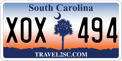 SC license plate XOX494