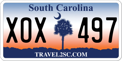 SC license plate XOX497