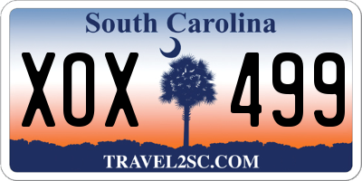 SC license plate XOX499