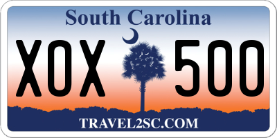 SC license plate XOX500