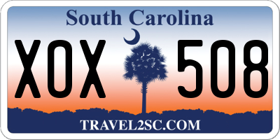 SC license plate XOX508