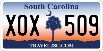 SC license plate XOX509