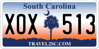 SC license plate XOX513