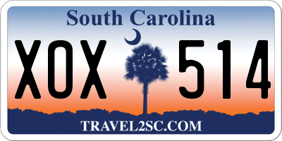 SC license plate XOX514