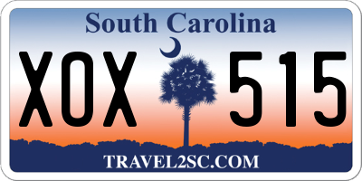 SC license plate XOX515