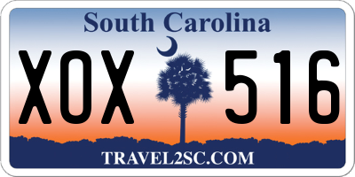 SC license plate XOX516