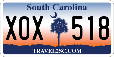 SC license plate XOX518