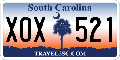 SC license plate XOX521