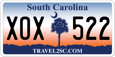 SC license plate XOX522