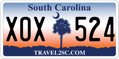SC license plate XOX524