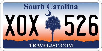 SC license plate XOX526