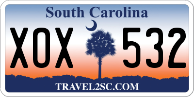 SC license plate XOX532