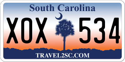SC license plate XOX534